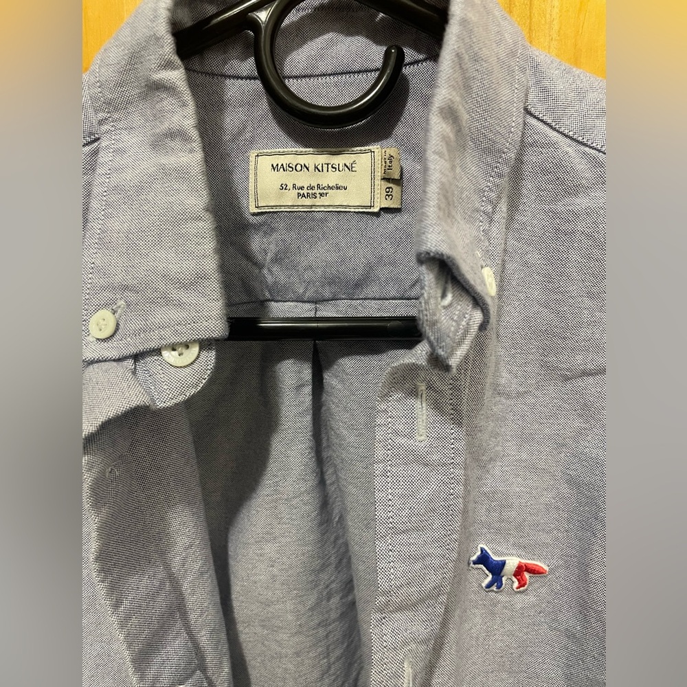 Maison Kitsuné blue grey button down